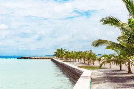 View of the city waterfront in Male, Maldives. Copy space for textの写真素材