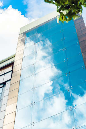 View of the mirror building, Male, Maldives. Vertical. Copy space for text