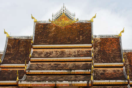 The roof of the temple Wat Siengthon in Luang Prabang, Laos. Close-up