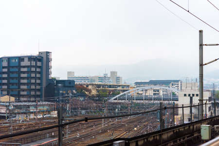 Landscape of the railway station in Kyoto, Japan. Copy space for textのeditorial素材