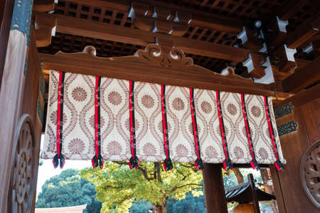Curtain in the temple Meiji-Schrein. Close-up