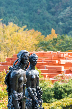 HAKONE, JAPAN - NOVEMBER 5, 2017: Sculptures in the open air museum. Vertical