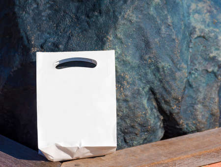 White paper bag, Hanoke, Japan. Copy space for text. Frame for textの写真素材