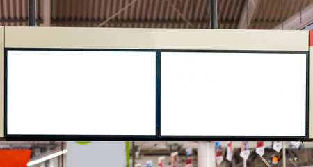 White banners at the airport, Odawara, Japan. Copy space for text. Frame for textの写真素材