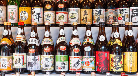 TOKYO, JAPAN - OCTOBER 31, 2017: Bottles of wine in a row on the shelves in the storeのeditorial素材