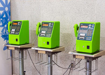 ODAWARA, JAPAN - NOVEMBER, 11, 2017: Public telephone at the airport.のeditorial素材