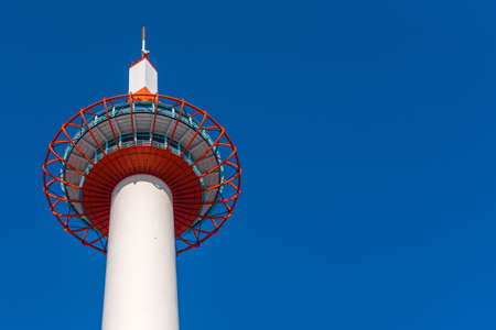 Kyoto Tower on blue sky background, Kyoto, Japan.のeditorial素材