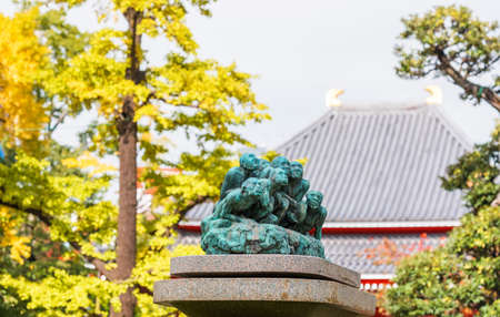 Stone sculpture in the city park Tokyo , Japanの写真素材