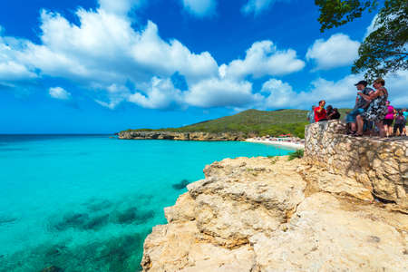 CURACAO, NETHERLANDS - JANUARY 23, 2018: View of the landscape in the Grote Knip. Copy space for textのeditorial素材