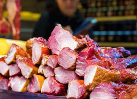 Vetlin on the counter, the local market, Puerto Montt, Chile. Close-upの写真素材