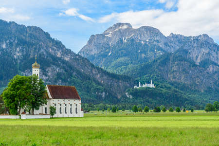 Schwangau, Germany. St. Coloman Church, near the town of Fussen, Bavaria, Germany. Copy space for textのeditorial素材