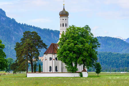 Schwangau, Germany. St. Coloman Church, near the town of Fussen, Bavaria, Germany. Copy space for textのeditorial素材