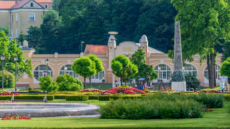 ROGASKA-SLATINA, SLOVENIA - MAY 26, 2018: View of the blooming park in sunny weatherのeditorial素材