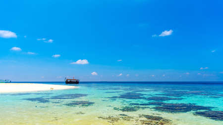 Maldives paradise sandy beach, Hangnaameedhoo, Maledives. Copy space for textのeditorial素材