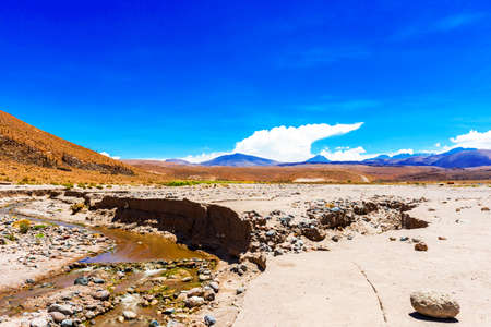 View of the mountain landscape in the Atacama, Chile. Copy space for textの写真素材