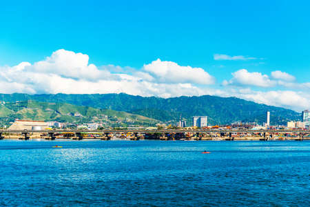 View of the port in Cebu, Philippines. Copy space for textの写真素材
