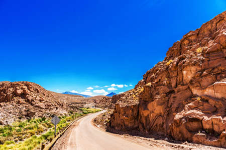 View of the mountain landscape in the Atacama, Chile. Copy space for textの写真素材