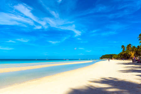 BORACAY, PHILIPPINES - FEBRUARY 28, 2018: View of the sandy beach. Copy space for textのeditorial素材