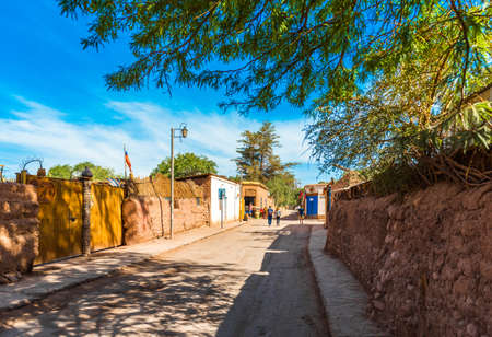 SAN PEDRO DE ATACAMA, CHILE - JANUARY 18, 2018: View of the facade of the building in the city centerのeditorial素材