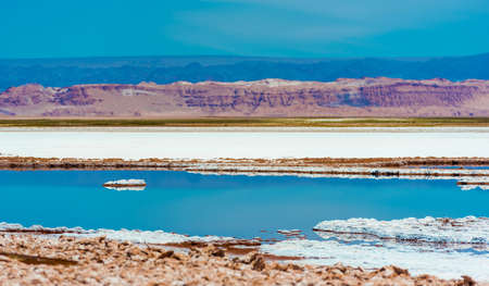 Landscape in Atacama desert, Salt Lake, Chile. Copy space for textの写真素材
