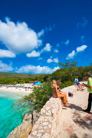 CURACAO, NETHERLANDS - JANUARY 23, 2018: View of the landscape in the Grote Knip. Copy space for textのeditorial素材