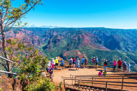 KAUAI, HAWAII - FEBRUARY 9, 2018: Amazing Waimea canyon. Copy space for textのeditorial素材