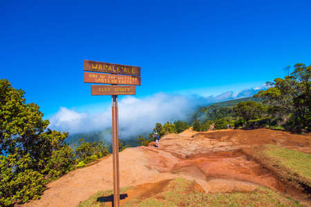 KAUAI, HAWAII - FEBRUARY 9, 2018: Amazing Waimea canyon. Copy space for textのeditorial素材
