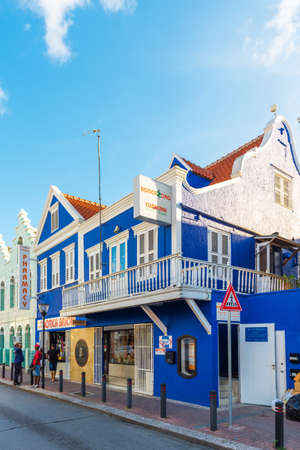 WILLEMSTAD, NETHERLANDS - JANUARY 23, 2018: View of the building in the city center. Verticalのeditorial素材