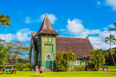 KAUAI, HAWAII - FEBRUARY 9, 2018: View of Waioli Huiia Church. Copy space for textのeditorial素材