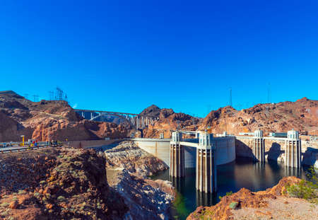 BOULDER, USA - FEBRUARY 2, 2018: View of the Dam Helicopter Company. Copy space for textのeditorial素材