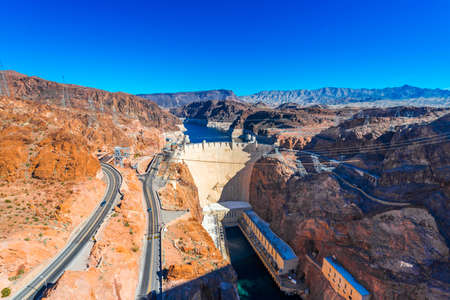 BOULDER, USA - FEBRUARY 2, 2018: View of the Dam Helicopter Company. Copy space for textのeditorial素材