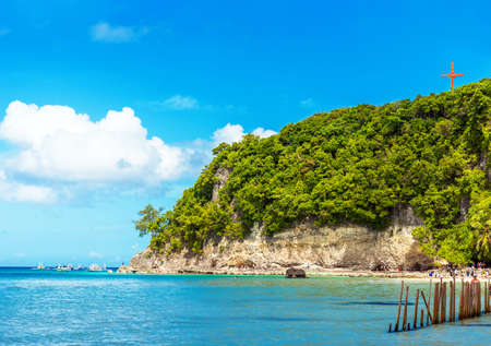View of the sandy beach, Boracay, Philippines. Copy space for textの写真素材