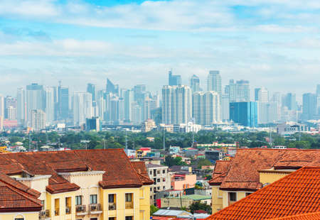 View of city buildings in Kuala Lumpur, Malaysia. Copy space for text