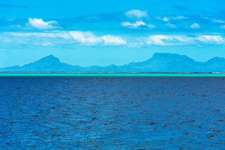 View of the seascape, Huahine, French Polynesia. Copy space for textの写真素材