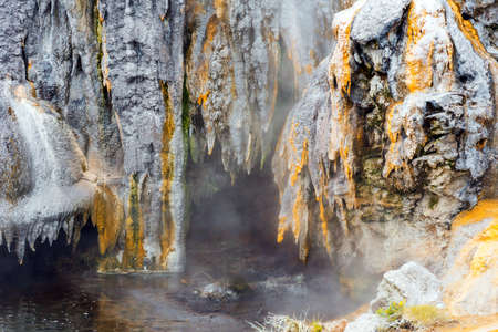 Hot Springs in Te Puia, Rotorua in New Zealand on the North Island. Close-upの写真素材