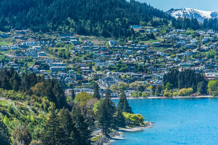 Wakatipu, Queenstown, New Zealand. Copy space for text. Top viewの写真素材