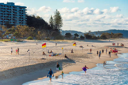 QUEENSLAND, AUSTRALIA - OCTOBER 23, 2018: View of the sandy beach, Gold Coastのeditorial素材