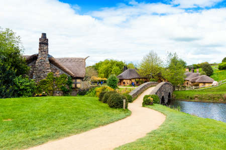 MATAMATA, NEW ZEALAND - OCTOBER 10, 2018: Lake view in Hobbiton Movie set