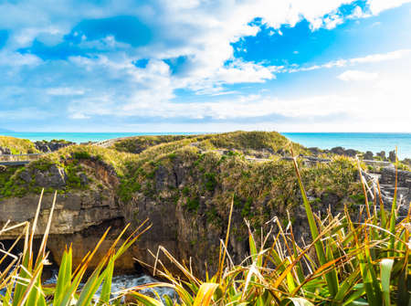 View of pancake rocks in Punakaiki, South island, New Zealand