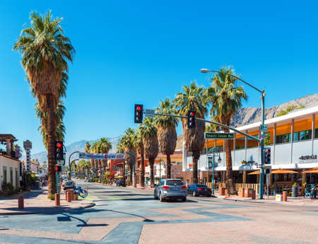 PALM SPRINGS, USA - JULY 11, 2019: View of the city street in the daytime.のeditorial素材