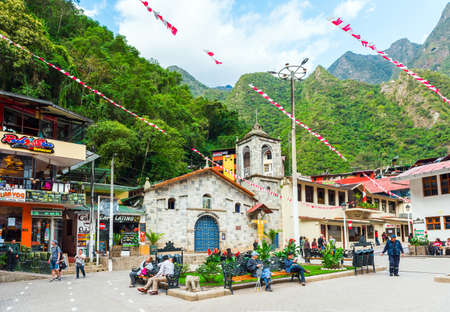 MACHU-PICCHU-PUEBLO, PERU - JUNE 7, 2019: Church in a tourist village