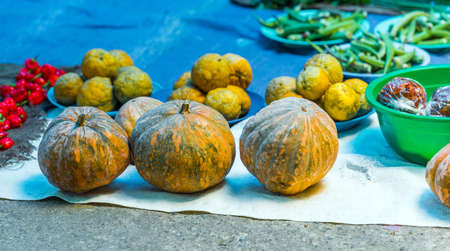 Pumpkins at the local market, Fiji. With selective focusの写真素材