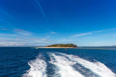 Island in the middle of the ocean, Fiji. Copy space for text   