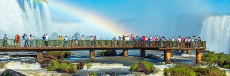 BRAZIL, ARGENTINA - JUNE 22, 2019: Waterfalls cataratas foz de iguazuのeditorial素材