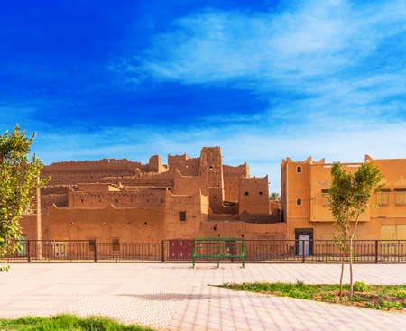 Ancient building in the city center, Ouarzazate, Morocco. Copy space for textの写真素材
