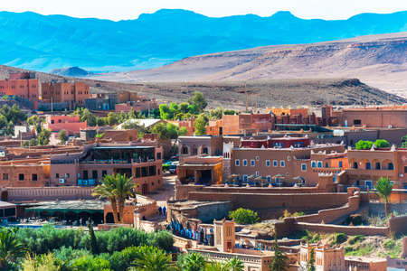 View of the fortified city of Ait-Ben-Haddou, Moroccoのeditorial素材