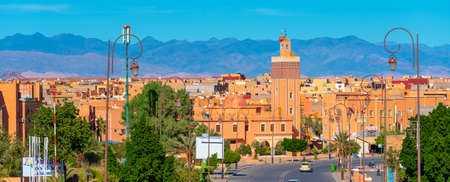 OUARZAZATE, MOROCCO - NOVEMBER 12, 2019: View of the city street in the daytimeのeditorial素材