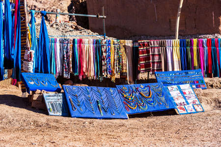 AIT-BEN-HADDOU, MOROCCO - NOVEMBER 12, 2019: Gift shop on a city streetのeditorial素材