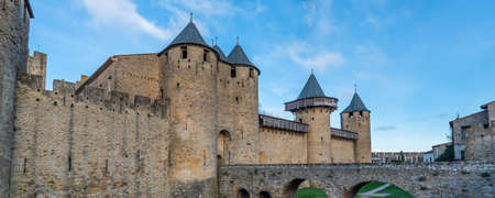 Carcassonne, France - December 28, 2019: View of the historic walled city of Carcassonneのeditorial素材
