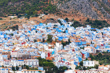 View of the blue city of Chefchaouen, Moroccoの写真素材